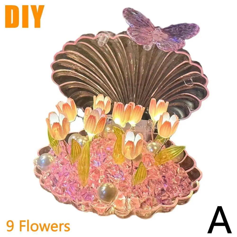 

DIY Tulip Night Light Flower Sea Night Atmosphere Lamp Desk Bedroom Decor Gifts Ornaments Birthday Decoration Ceramic Shell H0O1
