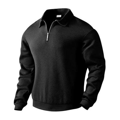 Spring Autumn Men's Turn Down Collar Hoodies Man Long Sleeve Jumper Half Zip Sweatshirt Loose Strip Sweatwear Warm Pullover