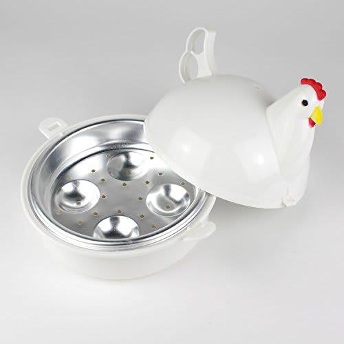 MCCRUA Chicken-Patterned Egg Boiler, Holds 4 Eggs, Microwave-Safe, Egg Steamer, Makes Soft-Boiled and Hard-Boiled Eggs, Easy, Safe, and Cute Cooking S