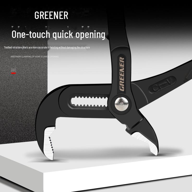 Green Forest Adjustable Universal Water Pump Pliers - Multi-functional, Large Mouth