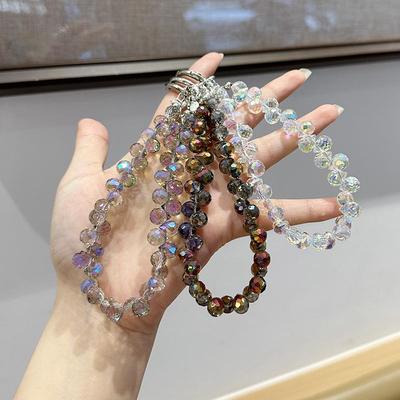 Fashion Crystal Beaded Bracelet & Keychain Set: Elegant Couple Accessory