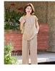 Chic Summer Short Sleeve Set for Middle-Aged & Elderly Women: Stylish Two-Piece with Wide Leg Pants