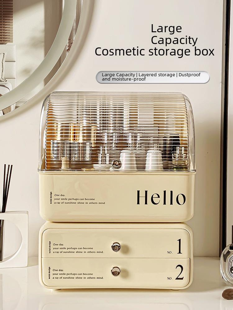 Dustproof Large-Capacity Cosmetic Storage Box for Lipstick & Skincare with Drawers