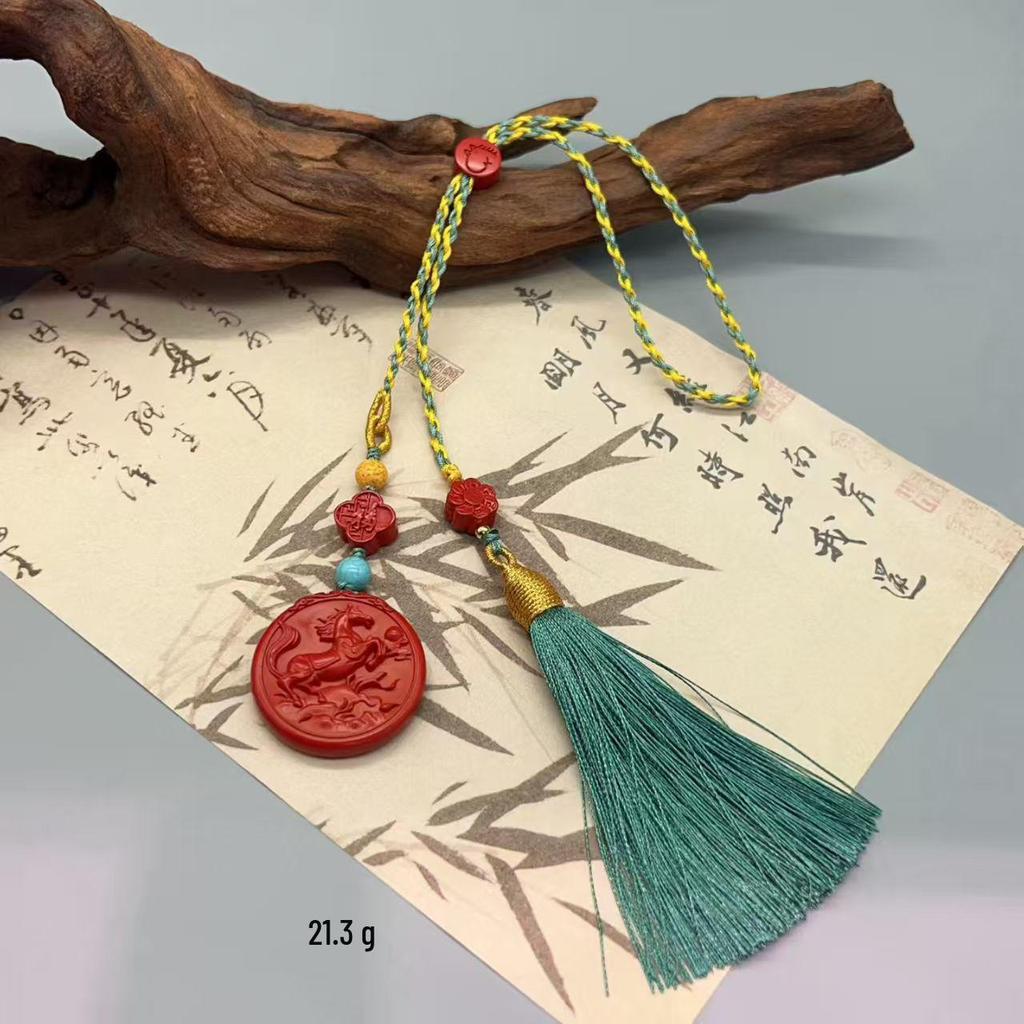 Authentischer Roter Sand Pixiu Drache & Phönix Anhänger: Sieben-Sterne-Schwert Kürbis Stil Auto- & Taschenhänge-Deko