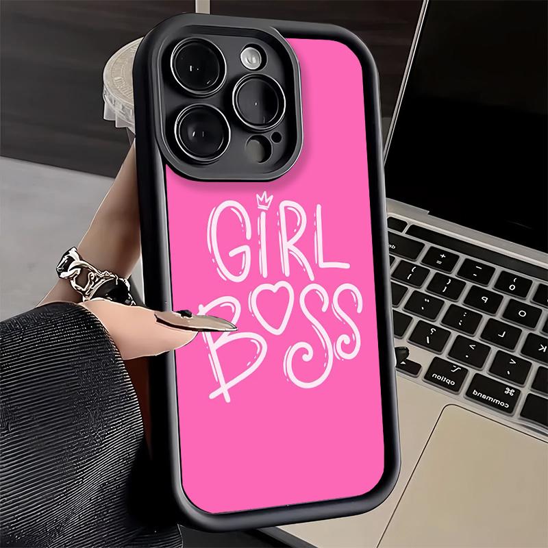 Phone Case for iPhone 17 Air 16E 15 16 Pro Max Girl Boss Lady Pink Cover 14 Plus 13 12 Mini Soft Shell Silicone Fundas