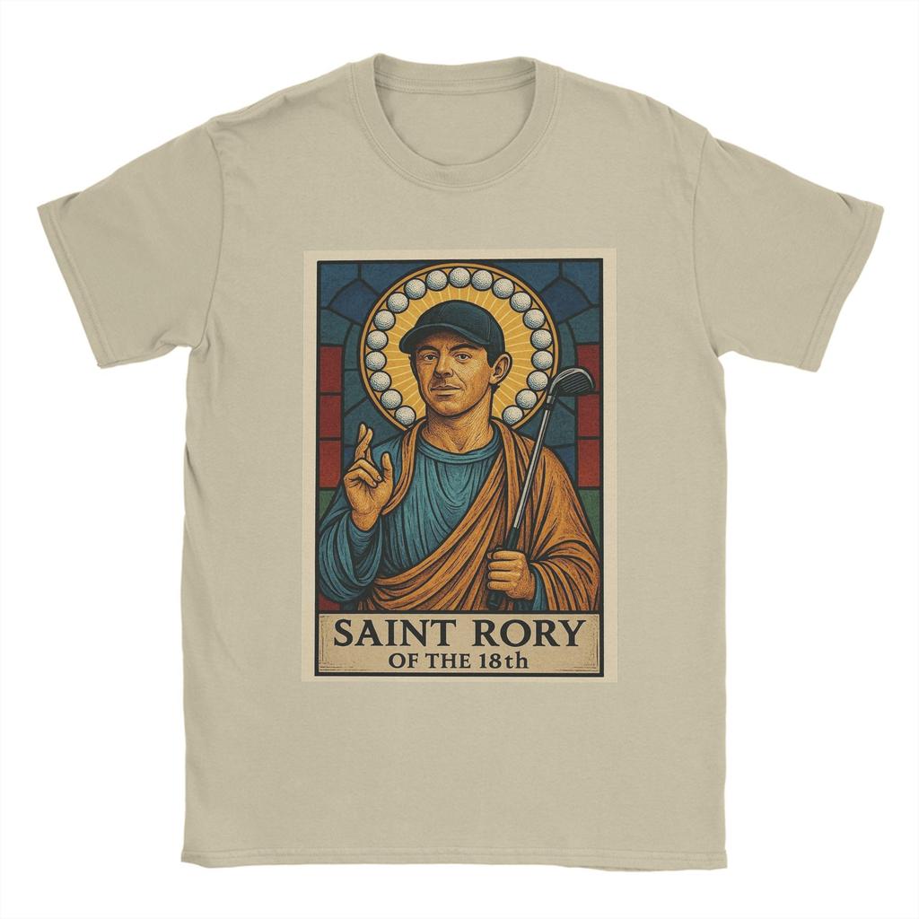 Vintage Saint Rory of the 18th Rory McIlroy T-Shirt für Herren O-Ausschnitt Baumwoll-T-Shirt Kurzarm-Tees Bedruckte Oberteile