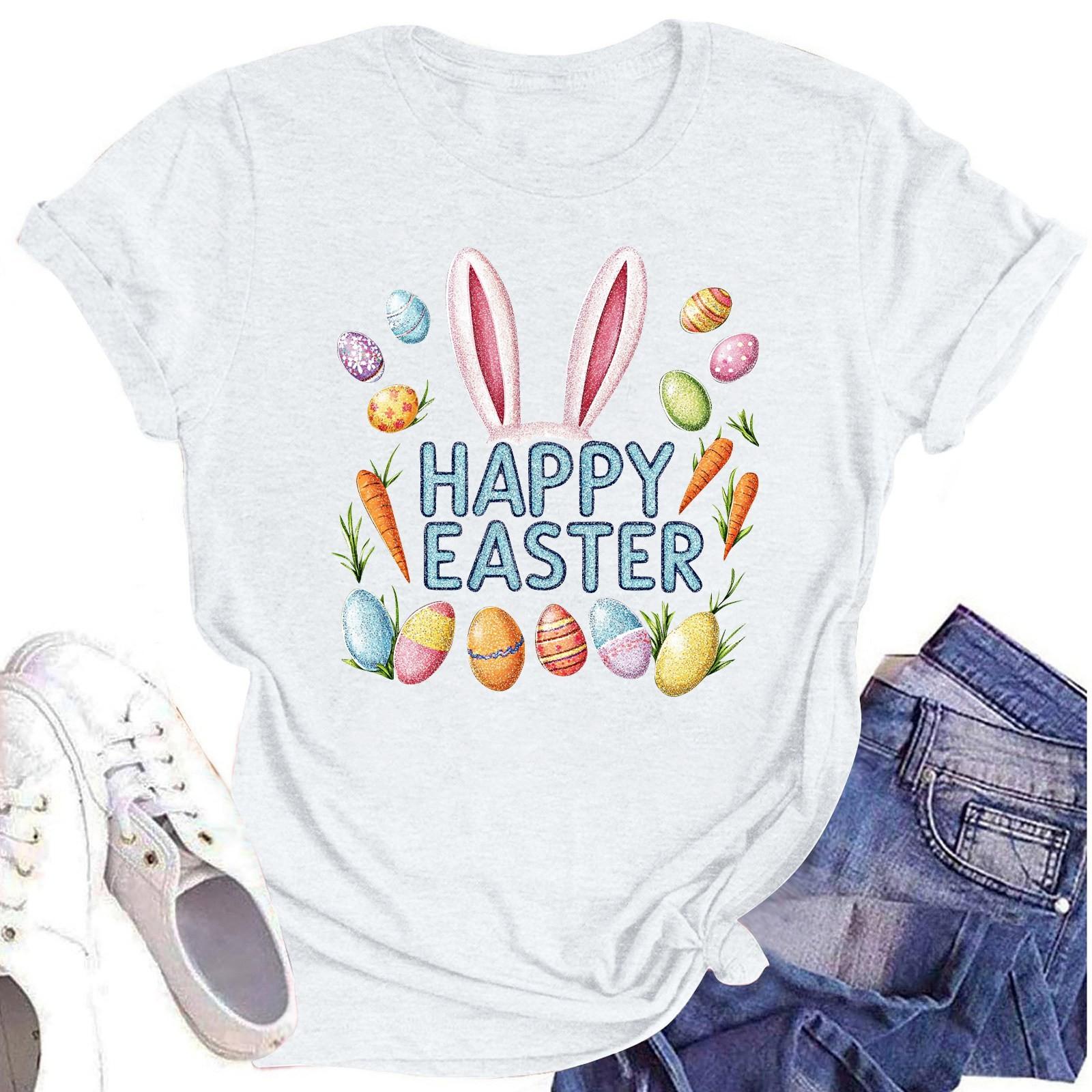 

Жіноча повсякденна повсякденна футболка з круглим вирізом і короткими рукавами з принтом XL білий