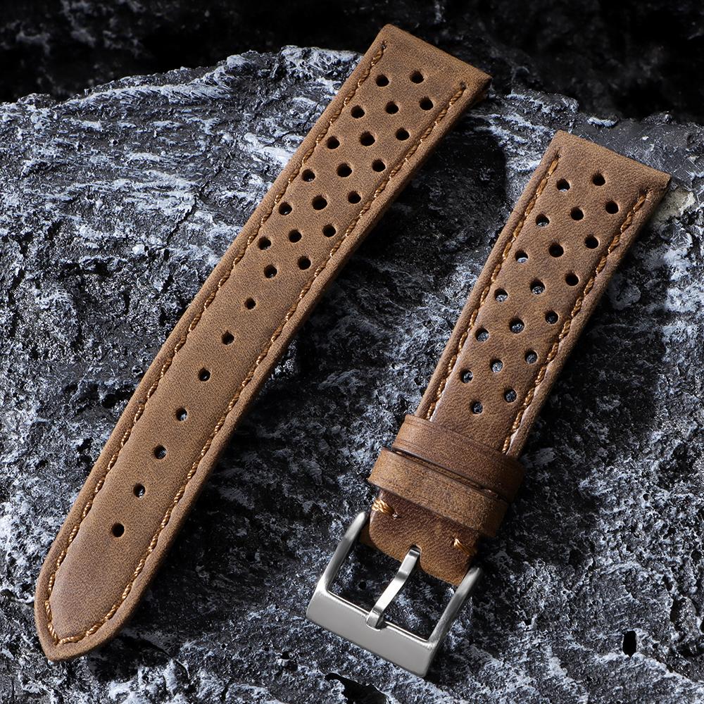 Vintage Echtlederarmband für Omega für Samsung Galaxy Watch 6 5 4 Weiches Rindsleder Atmungsaktives Armband 18 20mm 22mm Armbänder