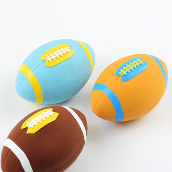 Dog Bite Toy Rugby Shape Cleaning Tooth Soft Latex Toy Puppy Chewing Ball Toy Dog Toy