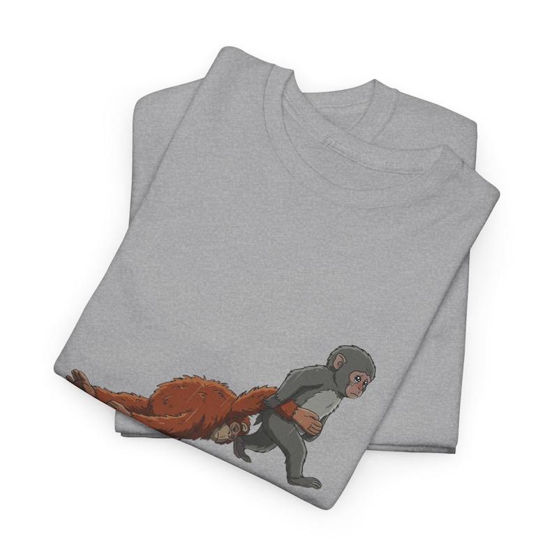 Monkey Punch Graphic Shirt Baby Monkey Holding Plush Toy Tee M