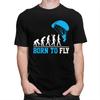 Individuelle Evolution Gleitschirmfliegen Born To Fly T-Shirts für Männer Reines Baumwoll-T-Shirts Gleitschirmflieger Fallschirmspringen T-Shirts Kurzarm-T-Shirt