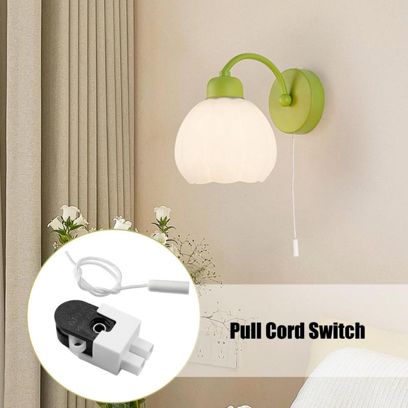 Multipurpose Pull Chain Switches Set Convenient for Lamp Fixtures Portable Designs Sturdy Plastic Construction 2A