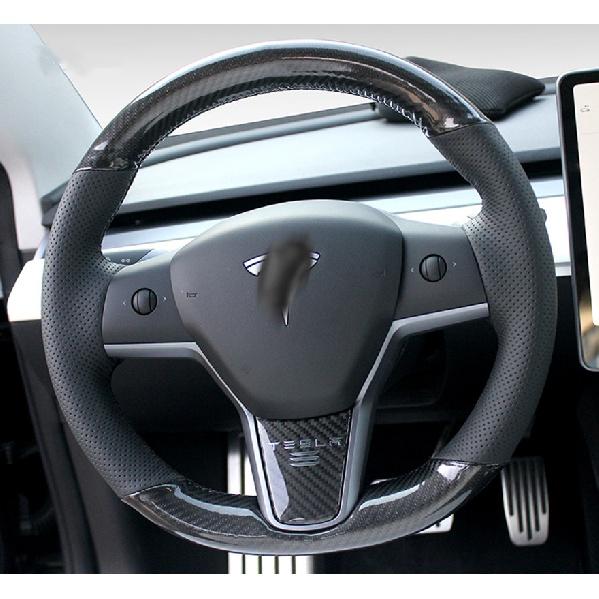 For Tesla modelS Model X Model 3 DIY Custom Leather Suede Steering Wheel Cover Car Wheel Cover Interior