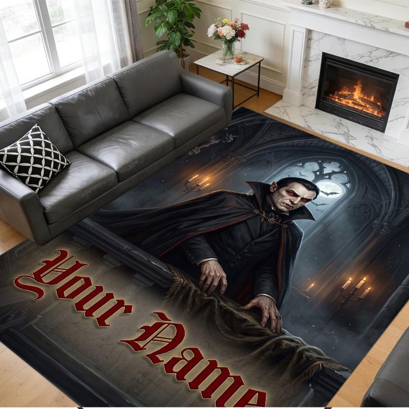 Crystal Velvet Rug Custom Name Text, Soft Non Slip Floor Mat Home DecorDracula