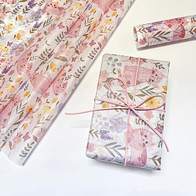 10 Sheets Floral Wrapping Paper Birthdays Kitten Pattern Elegant Floral Patterned Tissue Paper Wedding Multiple Options Available