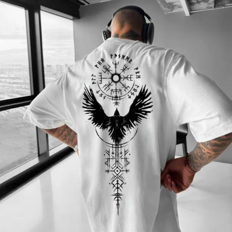 

Мужская и женская простая и элегантная футболка оверсайз с коротким рукавом и круглым вырезом в стиле ретро-стрит с крупным принтом 4XL