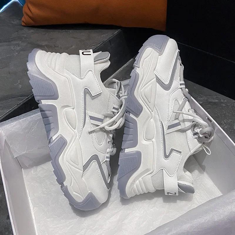 

Женские туфли на танкетке со шнуровкой, повседневные массивные кроссовки, женские модные теплые прогулочные туфли, кроссовки для папы, Woman2024 35 серый