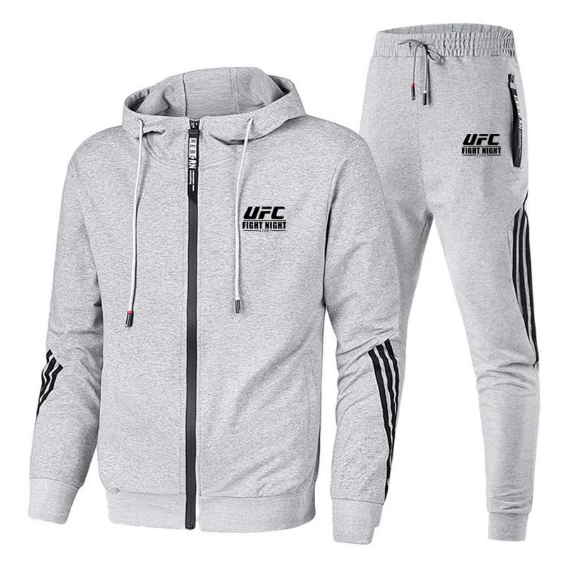 Mens Hooded Zip-Up Tracksuit Set With