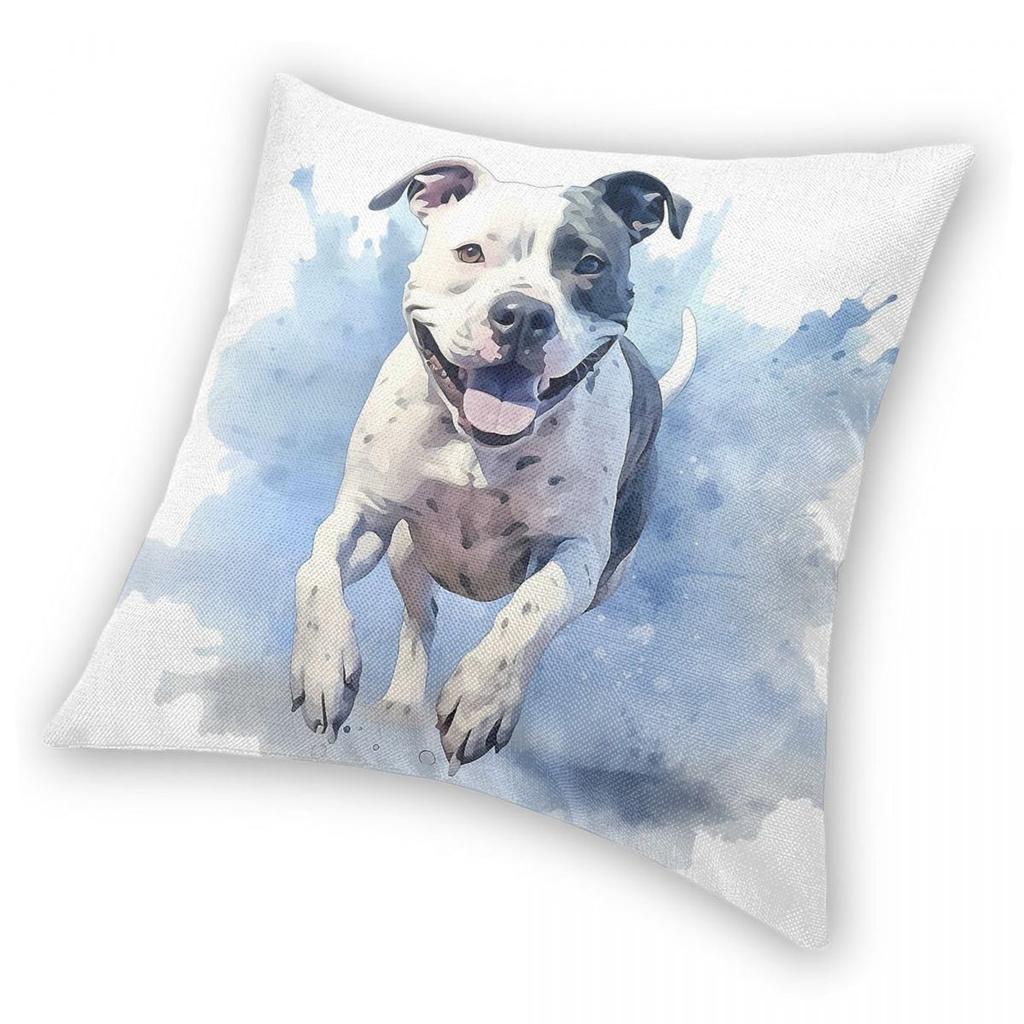 Staffordshire Bull Terrier Square Pillowcase Polyester Linen Velvet Creative Zip Decorative Pillow Case Car Cushion Case 45X45