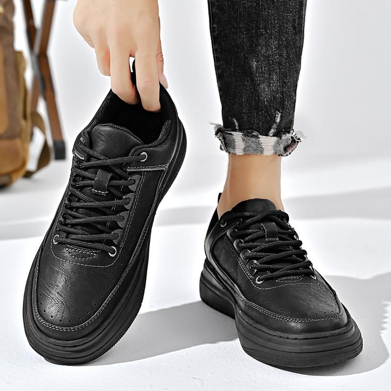 Mode Klassiska Herrsneakers Man Bekväm Affärssko Äkta Läder Herr Fritidsskor Högkvalitativ Snörning Herr Gångskor