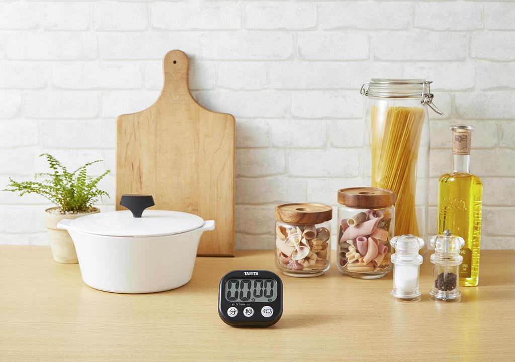 Tanita Tanita Kitchen Study Large Loud 100 Magnetic Stand TD384HBK Timer, Screen, Sound, Minutes, Included, Black,
