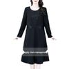 2025 Spring Retro Embroidered Long Sleeve Plus Size Slimming Dress for Middle-Aged Women