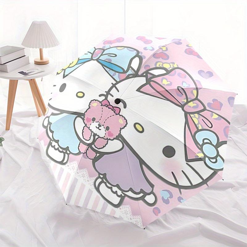 Hello Kitty, Pastel Automatic Opening and Closing Folding Umbrella with 8 Rib Frame and Compact Travel Design, Perfect for All Occasions | S