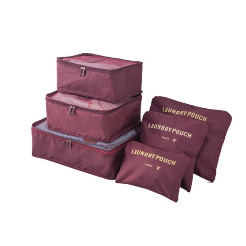 Qx Oxford Cloth Travel Storage Bag Suitcase Set Of 6 For Clothes And Underwear