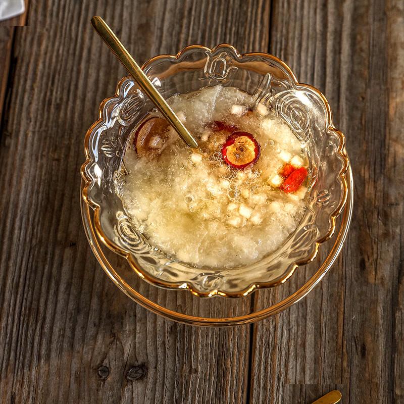 Japanese Style Gold-Rimmed Glass Bowl