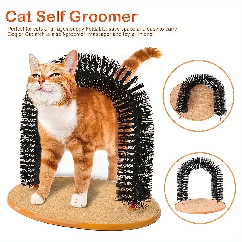 Selbstpflege-Bogen für Katzen mit abnehmbarem Borstentunnel und Kratzbasis für Massage und Spiel für Kitten im Innenbereich