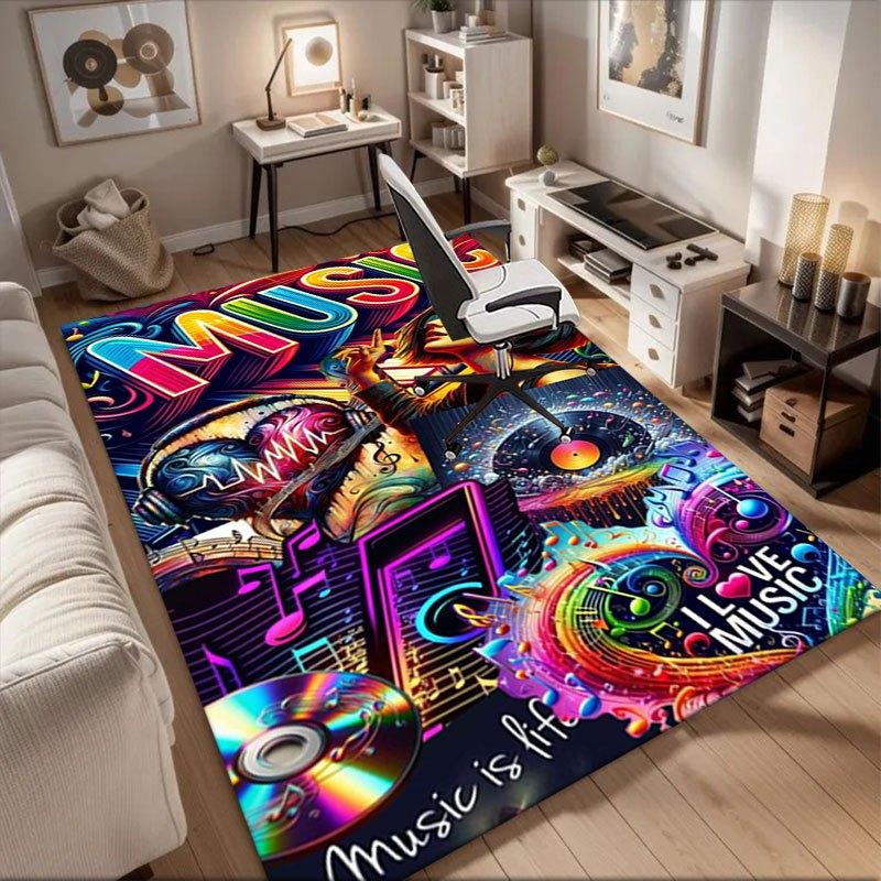Music Lovers  Vibrant Poster:  Music is Life, I Love Music  Office Mat Home Decor Office Desk Chair Carpet for office ph109 60cm by 90cm