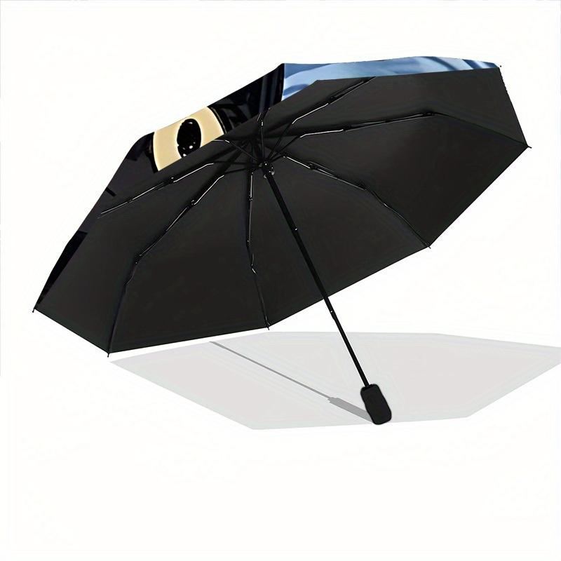 1pc Black Cat Automatic Open/close Folding Umbrella, Compact Portable Travel Umbrella,Durable Construction Yy250814189