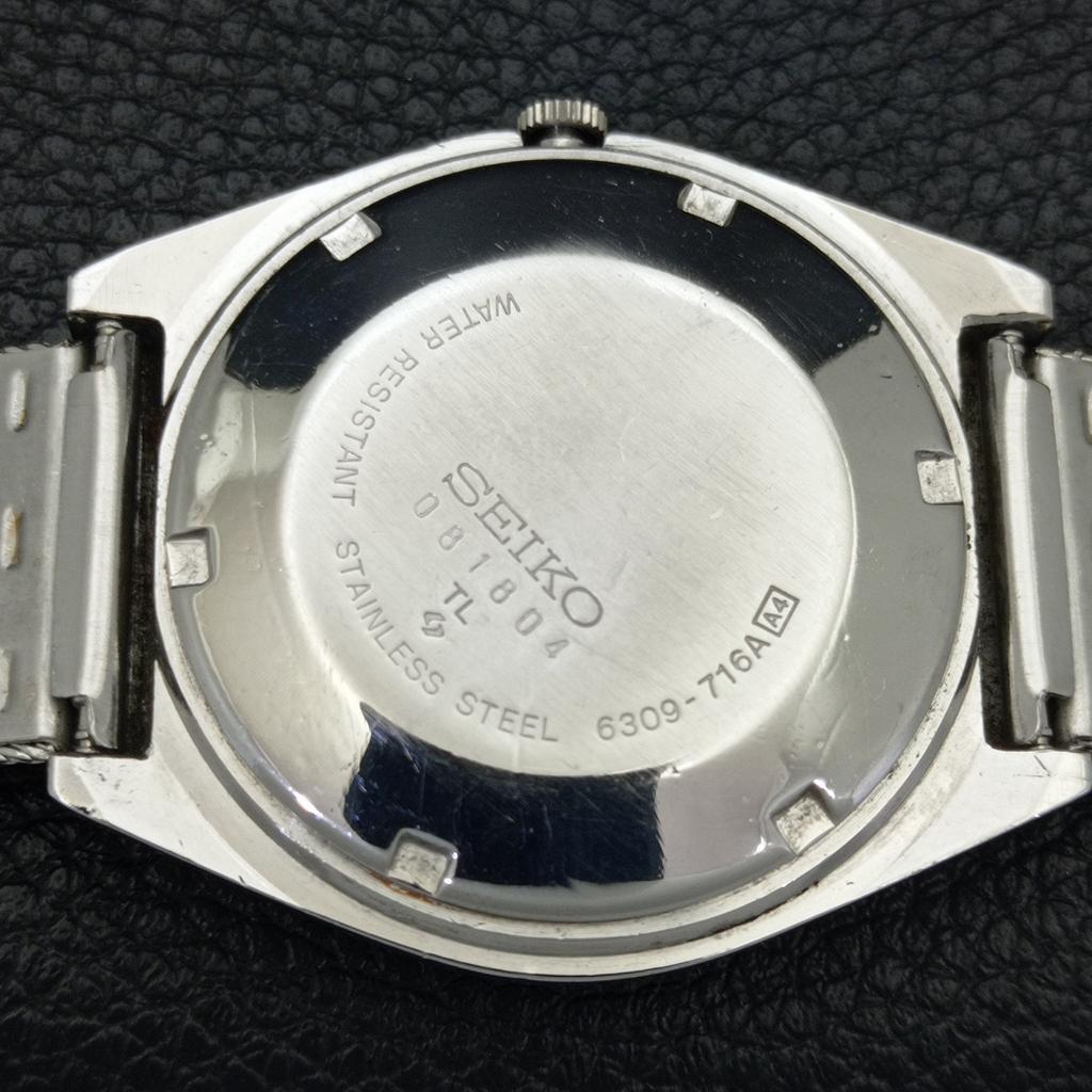 VINTAGE SEIKO 5 AUTOMATIC 6309A JAPAN MENS BLACK COLOR DIAL WATCH a701464-5