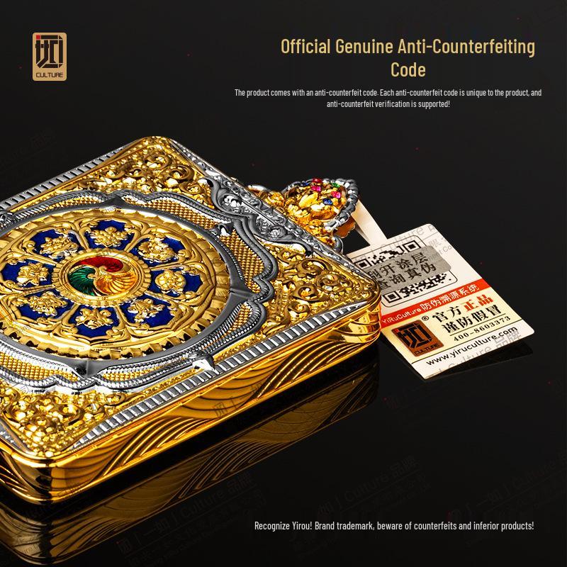 Authentic Mani Huacai · Eight Treasures Gold Wheel Tangka Box Pendant Buddha Talisman