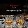 Elegant Snowflake Relief Liquor Glasses with Rotating Base & Luminous Coasters - Set of 4