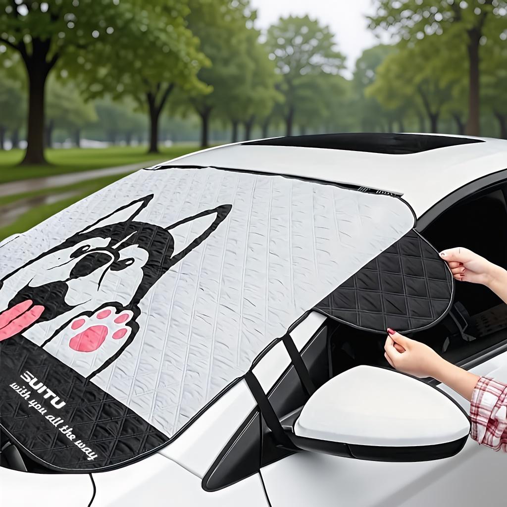 Summer Shade, Winter Shield. Universal Foldable Sunshade with Cute Design - Thermal Insulation Year-Round.