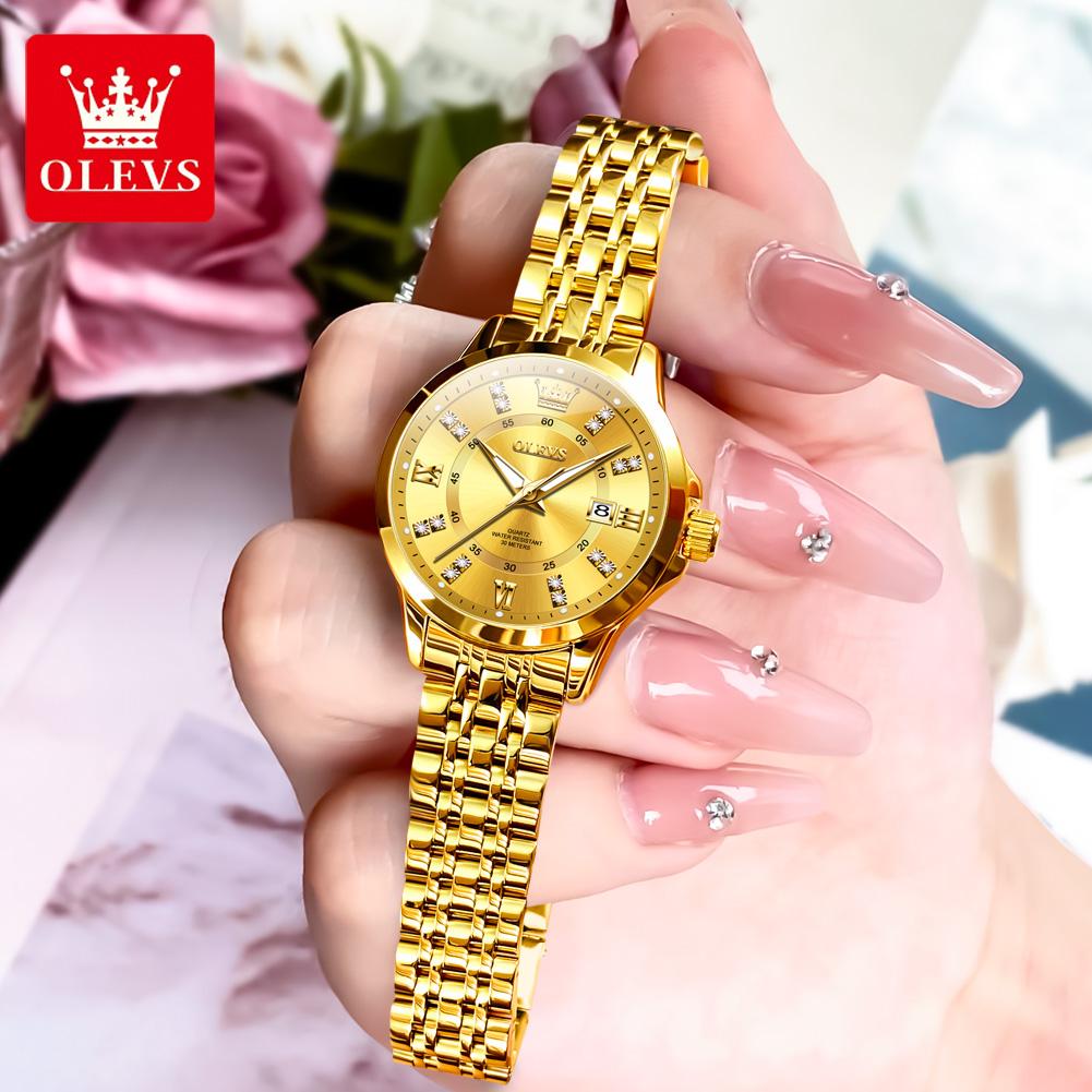 OLEVS Women Watch Luxury Brand Diamond Quartz Watch Fashion Automatic Calendar Waterproof Women Watch