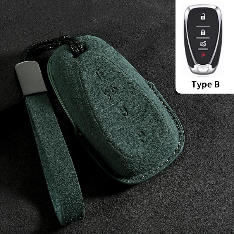 Suede Car Key Case Cover For Chevrolet Chevy Malibu Camaro Cruze Traverse Spark Equinox Sonic Volt Key Protective Shell Keychain