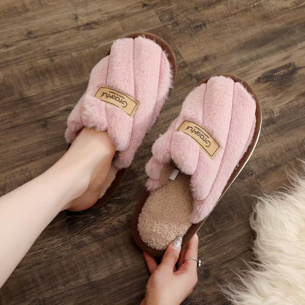 Damskie pluszowe, puszyste kapcie domowe, klapki z odkrytymi palcami, jesień, zima, cichy komfort w pomieszczeniach, miękka podeszwa EVA, ciepłe klapki do sypialni