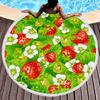Sweet Cartoon Strawberry Round Beach Towel,Polyester Sand Resistant Beach Blanket,Soft Absorbent Quick Dry Pool Towel Picnic Mat