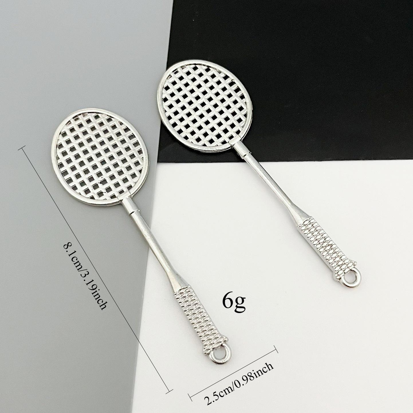 New Alloy 3D Simulation Badminton Racket Keychain Pendant DIY Handmade Jewelry Accessories P1074