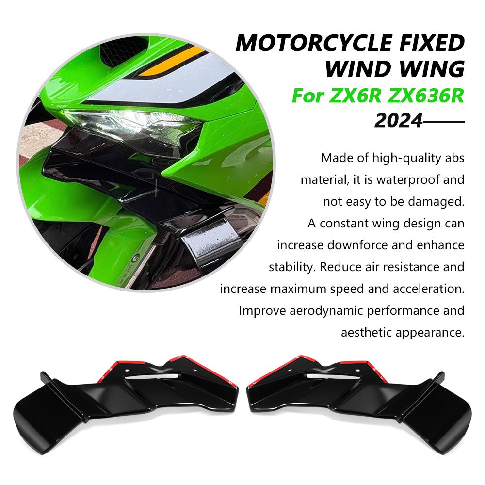 For ZX-6R ZX636R 2024 2025 Motorcycle Frontal Spoilers Downforce Winglet Aerodynamic Wing Front Spoiler lower shroud front wing