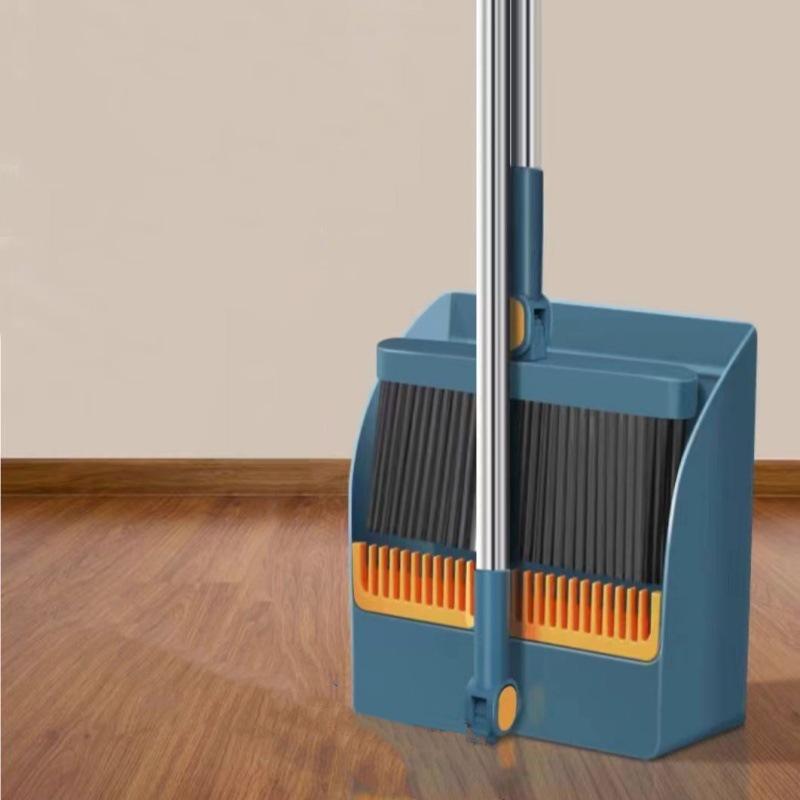 Indoor/Outdoor Broom and Dustpan Set with Magic Silicone Bristles