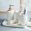 Ceramic Wash Set Bathroom Decoration Accessories Lotion Bottle Soap Dish Mouthwash Cup Black Tray Household Bathroom Supplies