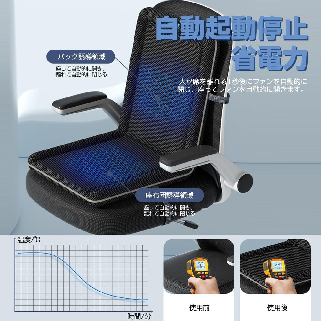 HANSHUMY Cool Seat 10 Powerful 3 Airflow Cooling Seat Universal Cooling Fast USB Mesh Stays in Ultra for and More Cover, 45x90cm, Fans, Settings, Mat,