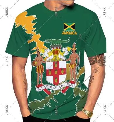Fashion Women's T-Shirt Jamaica Lion Logo T-Shirt Men's Women's Graffiti Art Flag Short Sleeve Pride T-Shirt Fashion Summer New Street