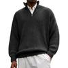 Men's Half Zip Knit Polo Sweater Stand Collar Long Sleeve Casual Pullover