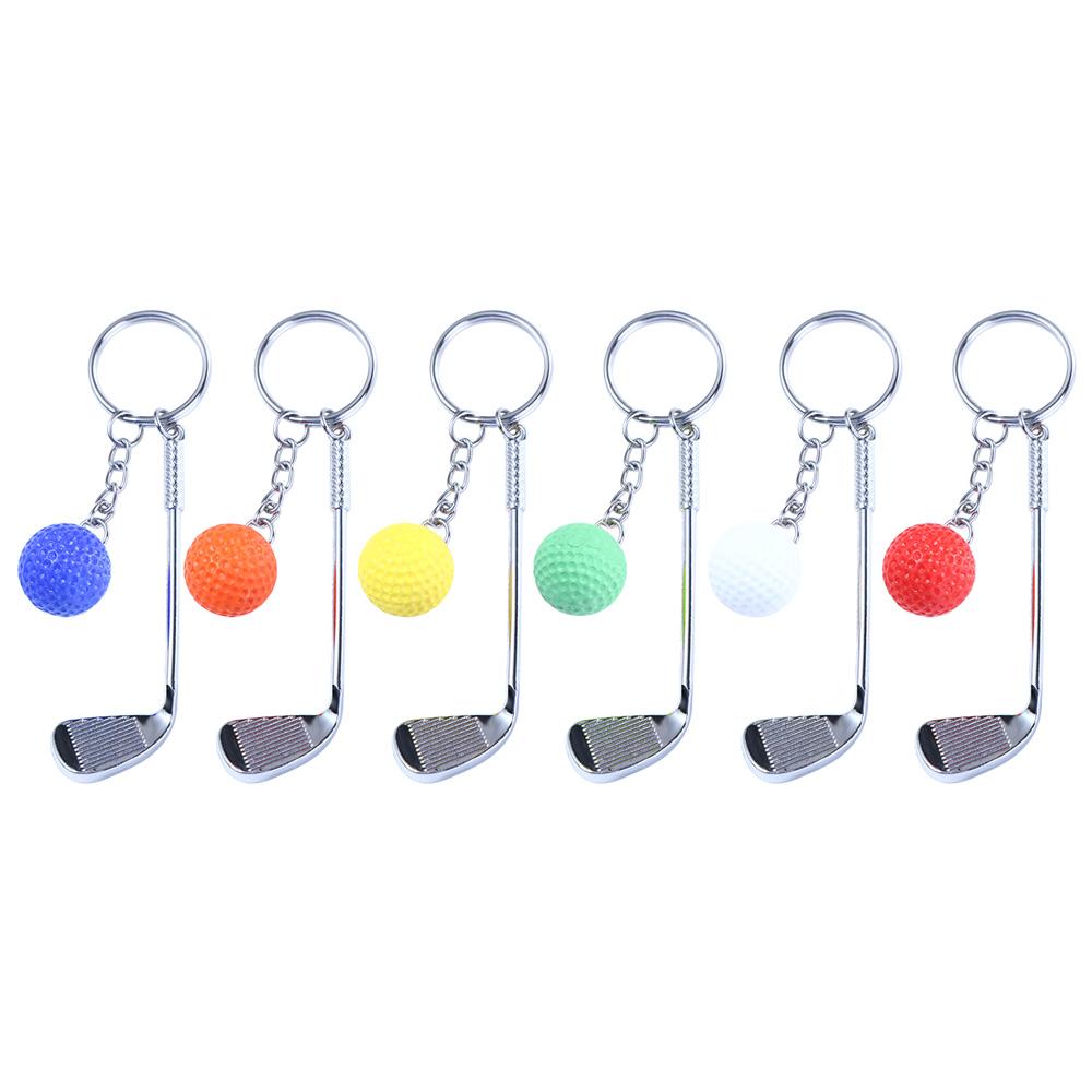Car Key Chain Bag Charms For Gift Metal Keychain Golf Ball Key Chain Mini Golf Racket Ball Pendant