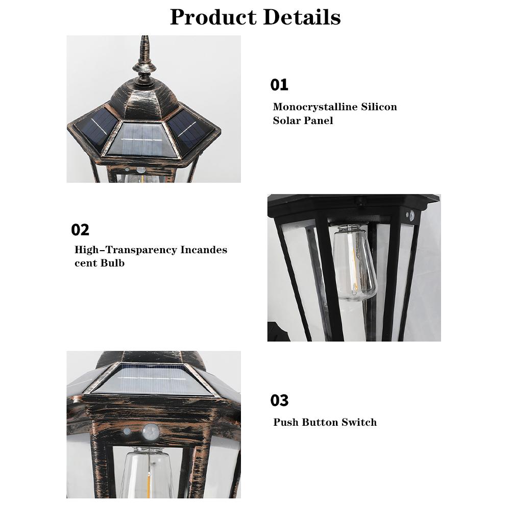 Solar Porch Lights Outdoor Motion Sensor, Exterior Front Security Lamps, Wall Lanterns With 3 Modes, IP65 Waterproof For Patio Fence Garage