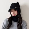 Internet celebrity cat ear knitted hat women's autumn and winter versatile velvet ear protection baseball cap cute thickened warm wool hat